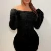 Fashion Nova Bella Off Shoulder Sweater Dress - Black -Fashion Nova Dresses Shop BellaOffShoulderSweaterDress Black MER