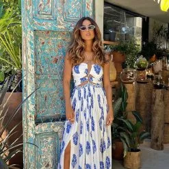 Fashion Nova Bermuda Babe Maxi Dress - Ivory/combo