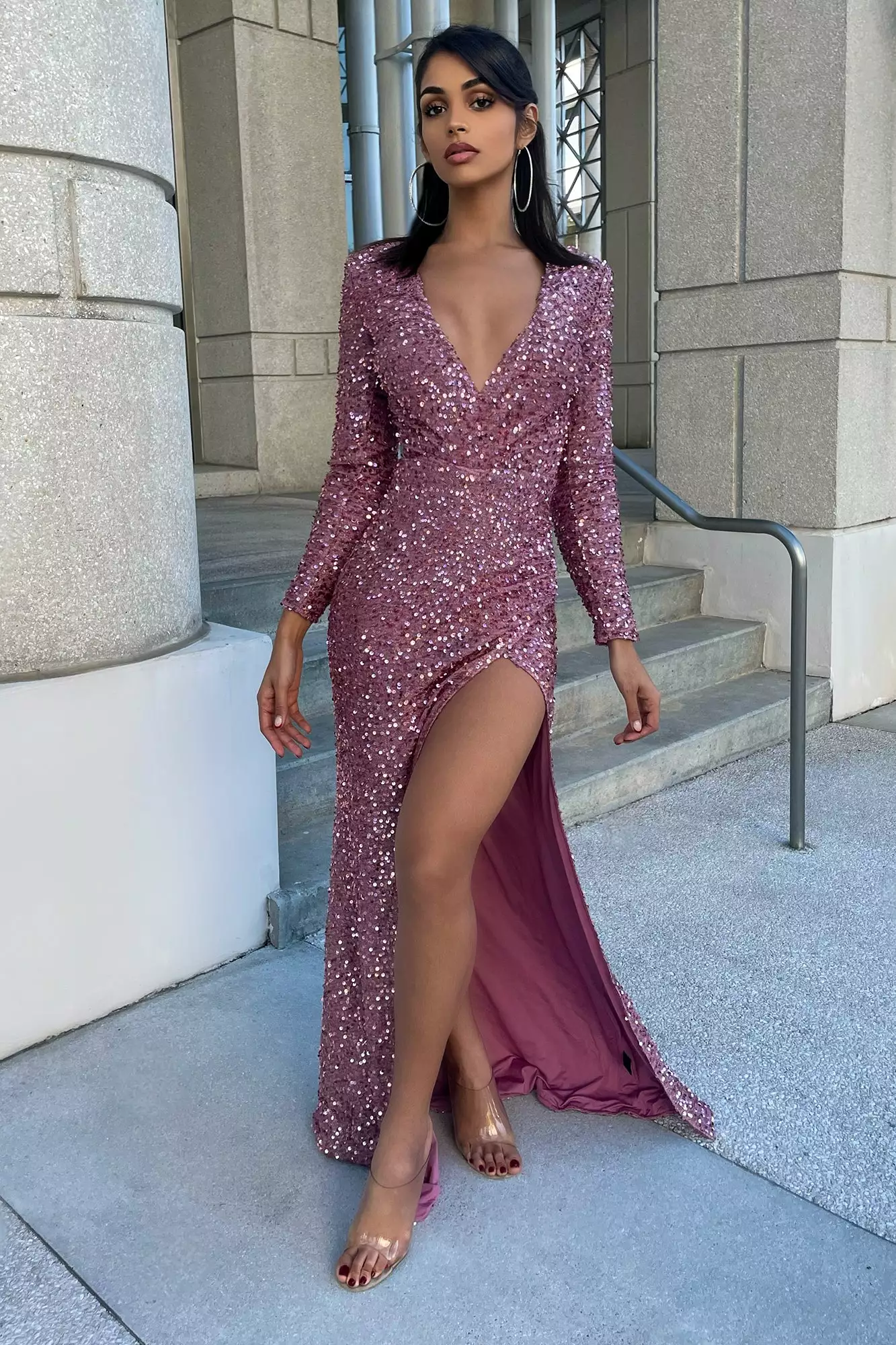 Fashion Nova Bianca Sequin Maxi Dress - Mauve 4 Fashion Nova Bianca Sequin Maxi Dress - Mauve - Image 2