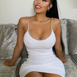Fashion Nova Bling It Out Mini Dress - White