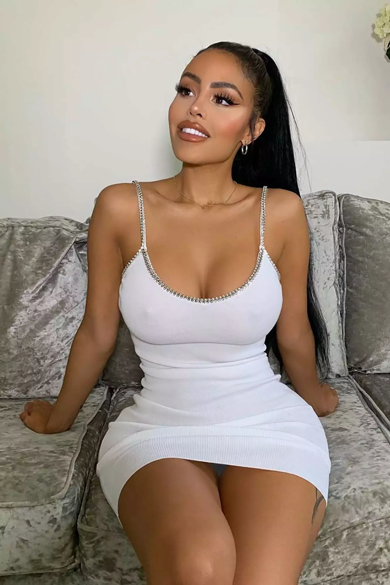 Fashion Nova Bling It Out Mini Dress - White 3 Fashion Nova Bling It Out Mini Dress - White
