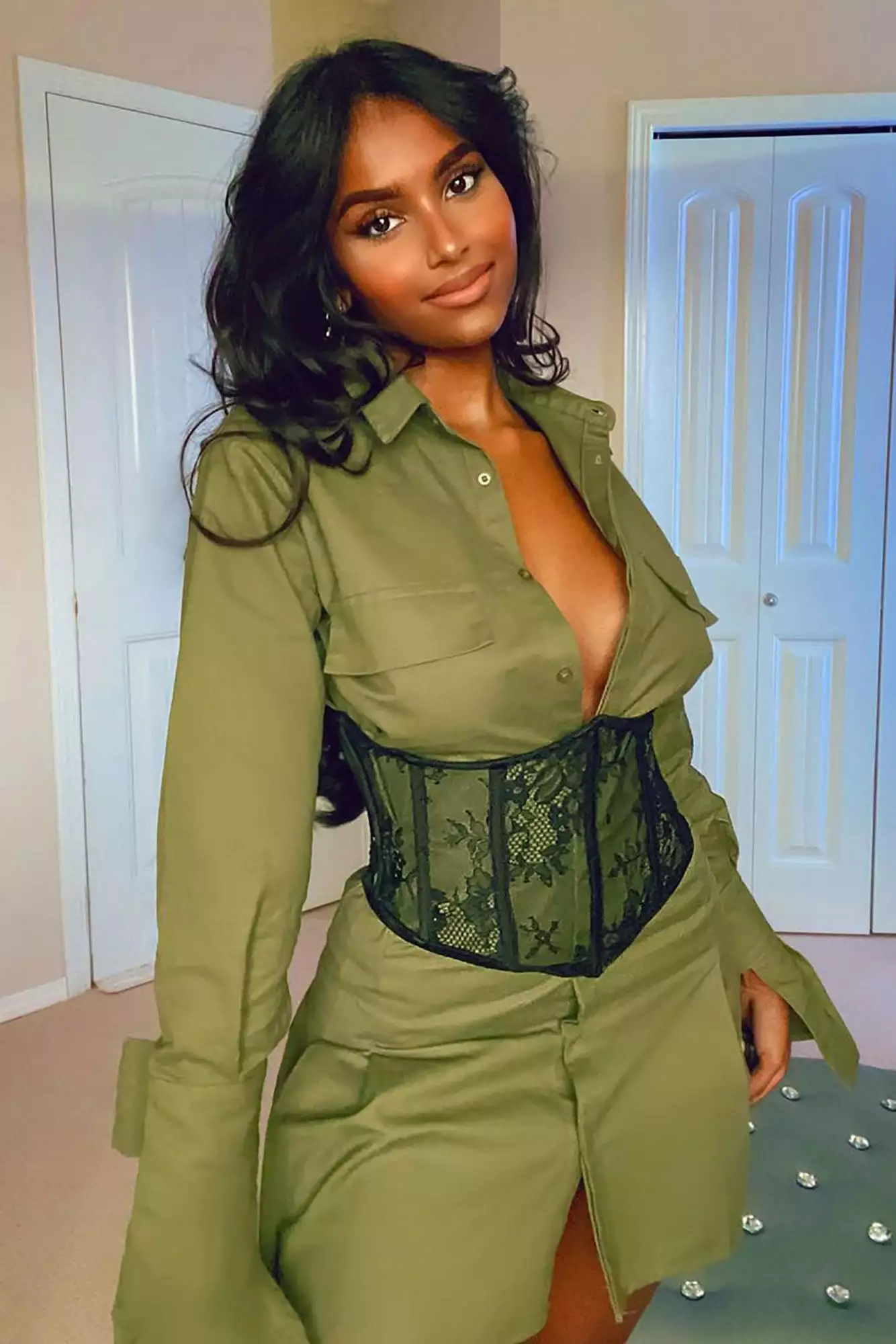 Fashion Nova Booked And Busy Corset Mini Dress - Olive 4 Fashion Nova Booked And Busy Corset Mini Dress - Olive - Image 2