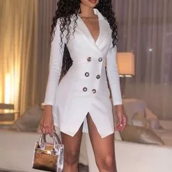 Fashion Nova Bossing Around Mini Blazer Dress - Ivory