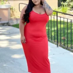 Fashion Nova Bouncing Back Midi Dress - Red -Fashion Nova Dresses Shop BouncingBackMidiDress Red MER CURVE