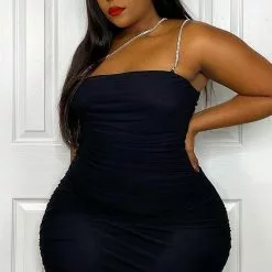 Fashion Nova Center Of The Party Ruched Mini Dress - Black -Fashion Nova Dresses Shop CenterOfThePartyRuchedMiniDress Black 2 MER