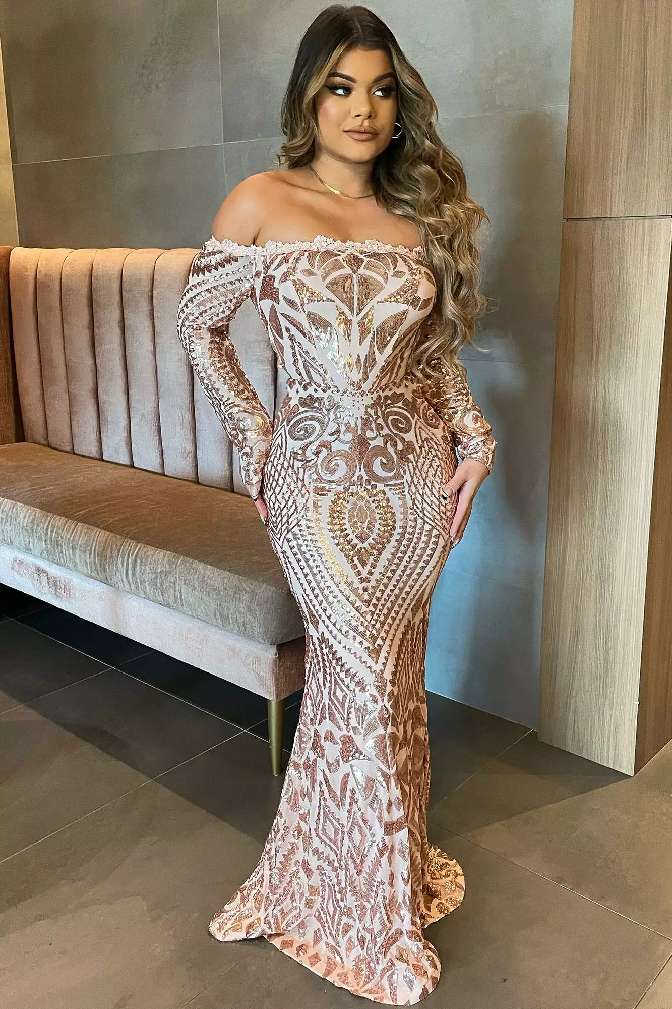 Fashion Nova Chloe RoseGold Sequin Dress - RoseGold 3 Fashion Nova Chloe RoseGold Sequin Dress - RoseGold