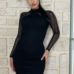 Fashion Nova Cierra Sweater Midi Dress - Black