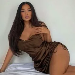 Fashion Nova Come Pull My Strings Mini Dress - Brown
