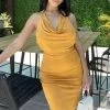 Fashion Nova Cowl And Collective Slinky Midi Dress - Mustard -Fashion Nova Dresses Shop CowlAndCollectiveSlinkyMidiDress Mustard MER