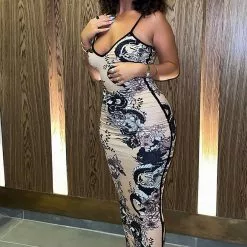 Fashion Nova Dragon Tattoos Printed Maxi Dress - Taupe/combo -Fashion Nova Dresses Shop DragonTattoosPrintedMaxiDress Taupecombo MER 2