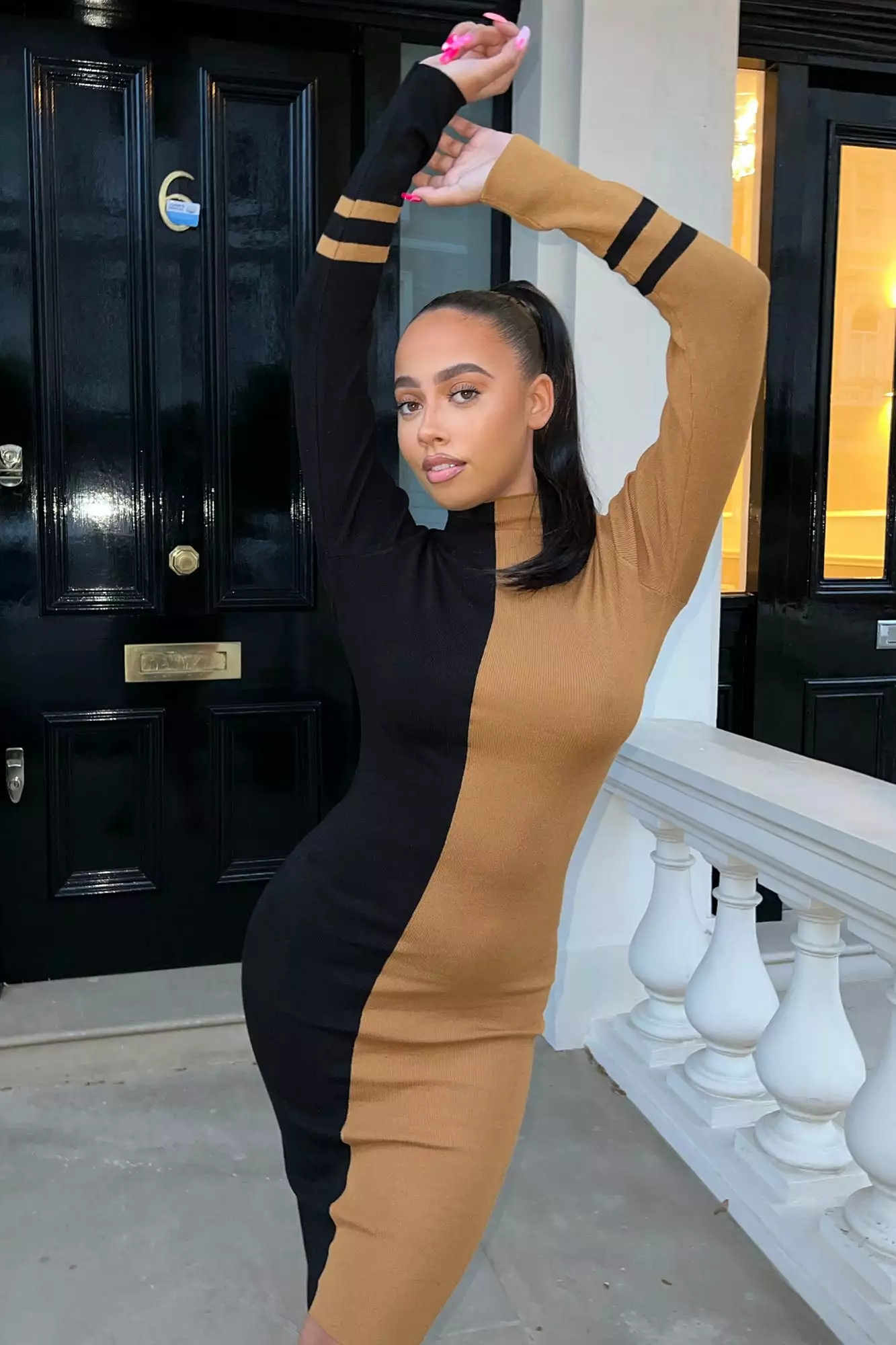 Fashion Nova Duel Personality Sweater Mini Dress - Black/combo 3 Fashion Nova Duel Personality Sweater Mini Dress - Black/combo