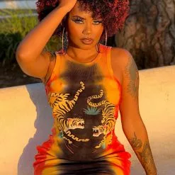 Fashion Nova Dying To Know You Tie Dye Mini Dress - Orange/Combo