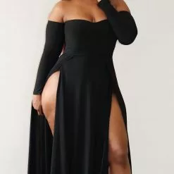 Fashion Nova Elegantly Fab Off Shoulder Maxi Dress - Black -Fashion Nova Dresses Shop ElegantlyFabOffShoulderMaxiDress Black MER PLUS
