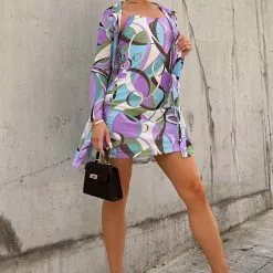 Fashion Nova Eliane Mesh Mini Dress Set - Lavender/combo