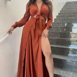 Fashion Nova Entice Me Satin Maxi Dress - Bronze -Fashion Nova Dresses Shop EnticeMeSatinMaxiDress Bronze MER
