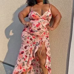 Fashion Nova Exciting Moments Floral Maxi Dress - Peach -Fashion Nova Dresses Shop ExcitingMomentsFloralMaxiDress Peach MER CURVE