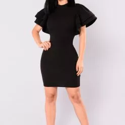 Fashion Nova Serafina Ruffle Dress - Black