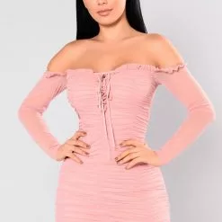 Fashion Nova Maura Mesh Dress - Mauve
