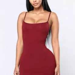 Fashion Nova Katie Cami Slip Dress - Burgundy
