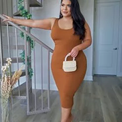 Fashion Nova Feeling Reborn Midi Dress - Brown 16 Fashion Nova Feeling Reborn Midi Dress - Brown -Fashion Nova Dresses Shop FeelingRebornMidiDress Brown MER CURVE