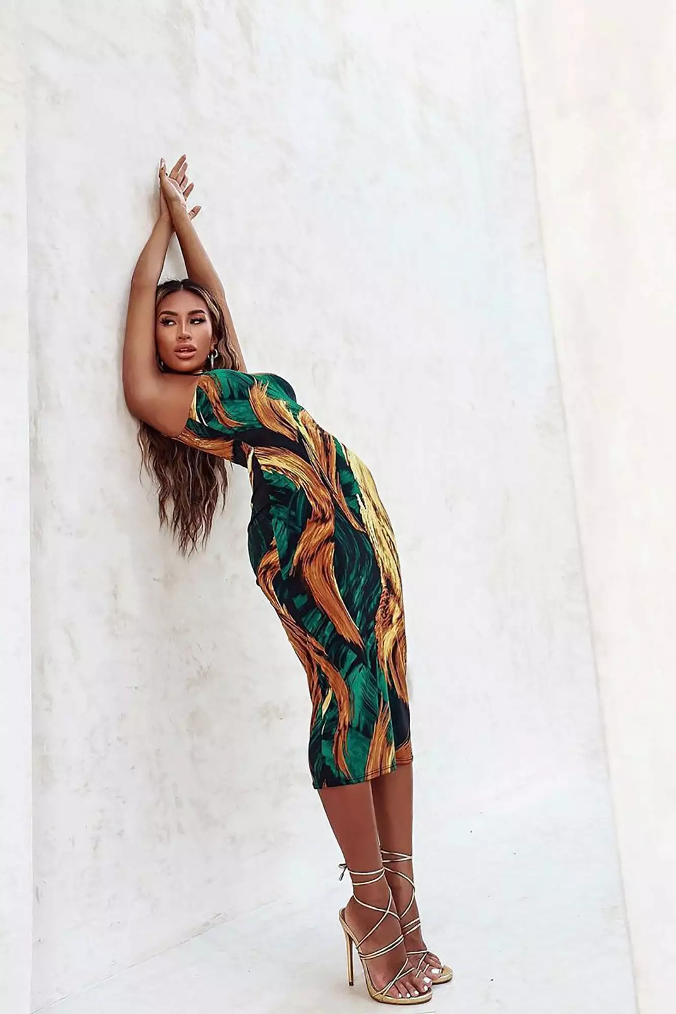 Fashion Nova Fine Arts Sleeveless Midi Dress - Green/combo 3 Fashion Nova Fine Arts Sleeveless Midi Dress - Green/combo