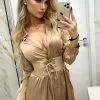 Fashion Nova First Priority Satin Mini Shirt Dress - Mocha -Fashion Nova Dresses Shop FirstPrioritySatinMiniShirtDress Mocha MER