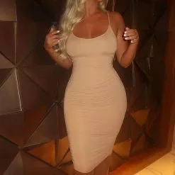 Fashion Nova Flaunting It Bodycon Midi Dress - Nude -Fashion Nova Dresses Shop FlauntingItBodyconMidiDress Nude MER