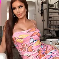Fashion Nova Flutter You Away Butterfly Mini Dress - Pink/combo