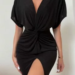 Fashion Nova Full Grown Knot Dress - Black