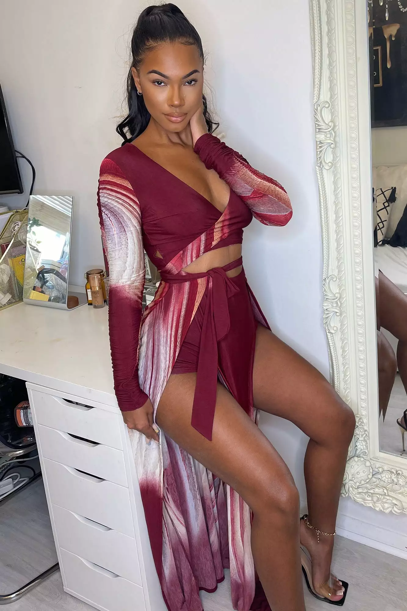 Fashion Nova Girl On Fire Maxi Dress - Burgundy 4 Fashion Nova Girl On Fire Maxi Dress - Burgundy - Image 2