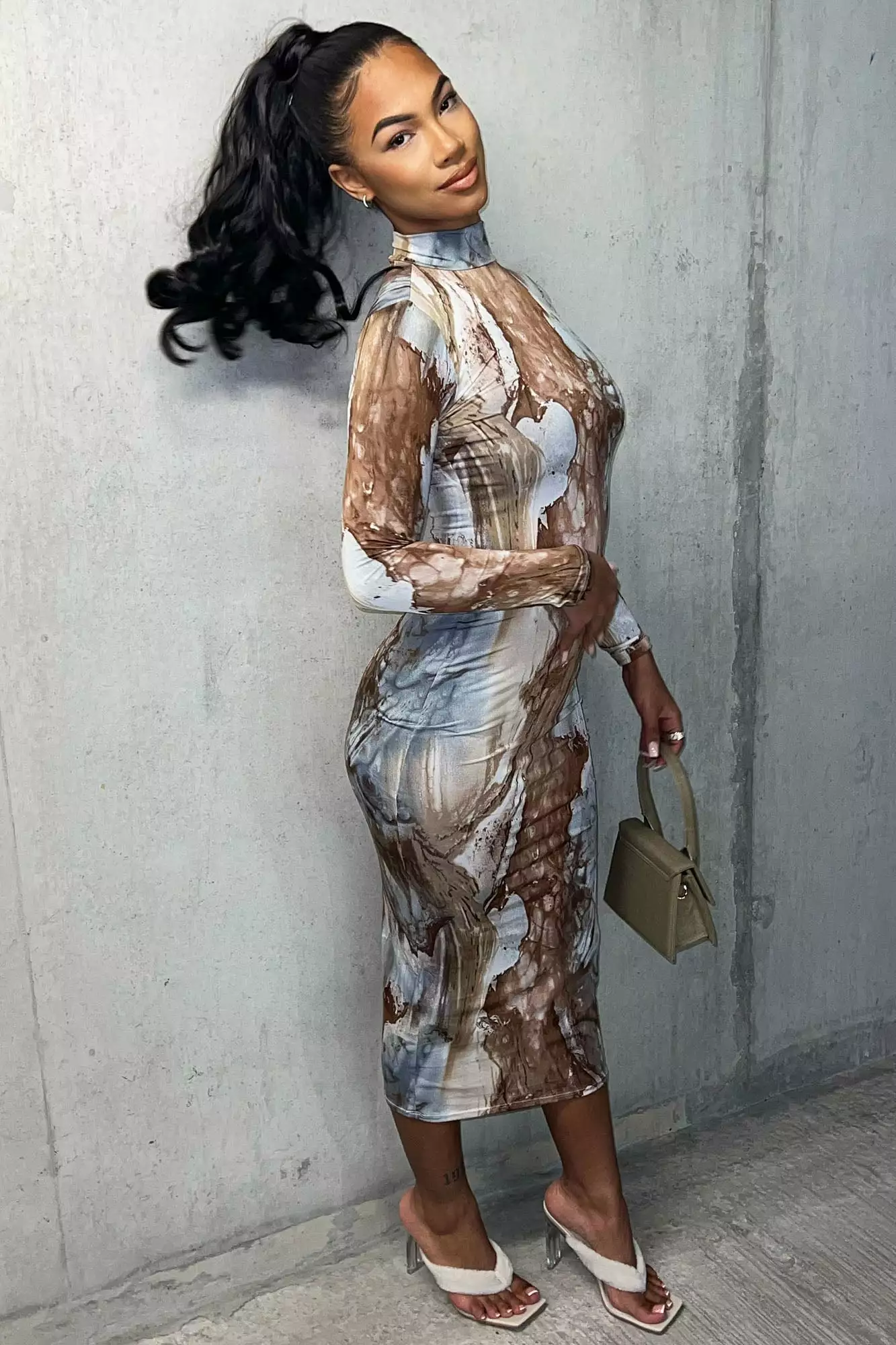 Fashion Nova Greatest Obsession Midi Dress - Brown/combo 6 Fashion Nova Greatest Obsession Midi Dress - Brown/combo - Image 4