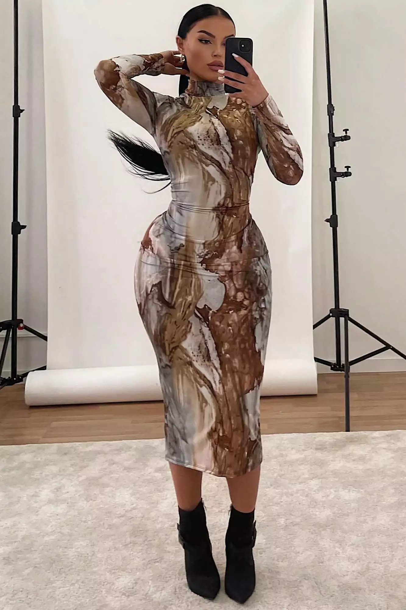 Fashion Nova Greatest Obsession Midi Dress - Brown/combo 5 Fashion Nova Greatest Obsession Midi Dress - Brown/combo - Image 3