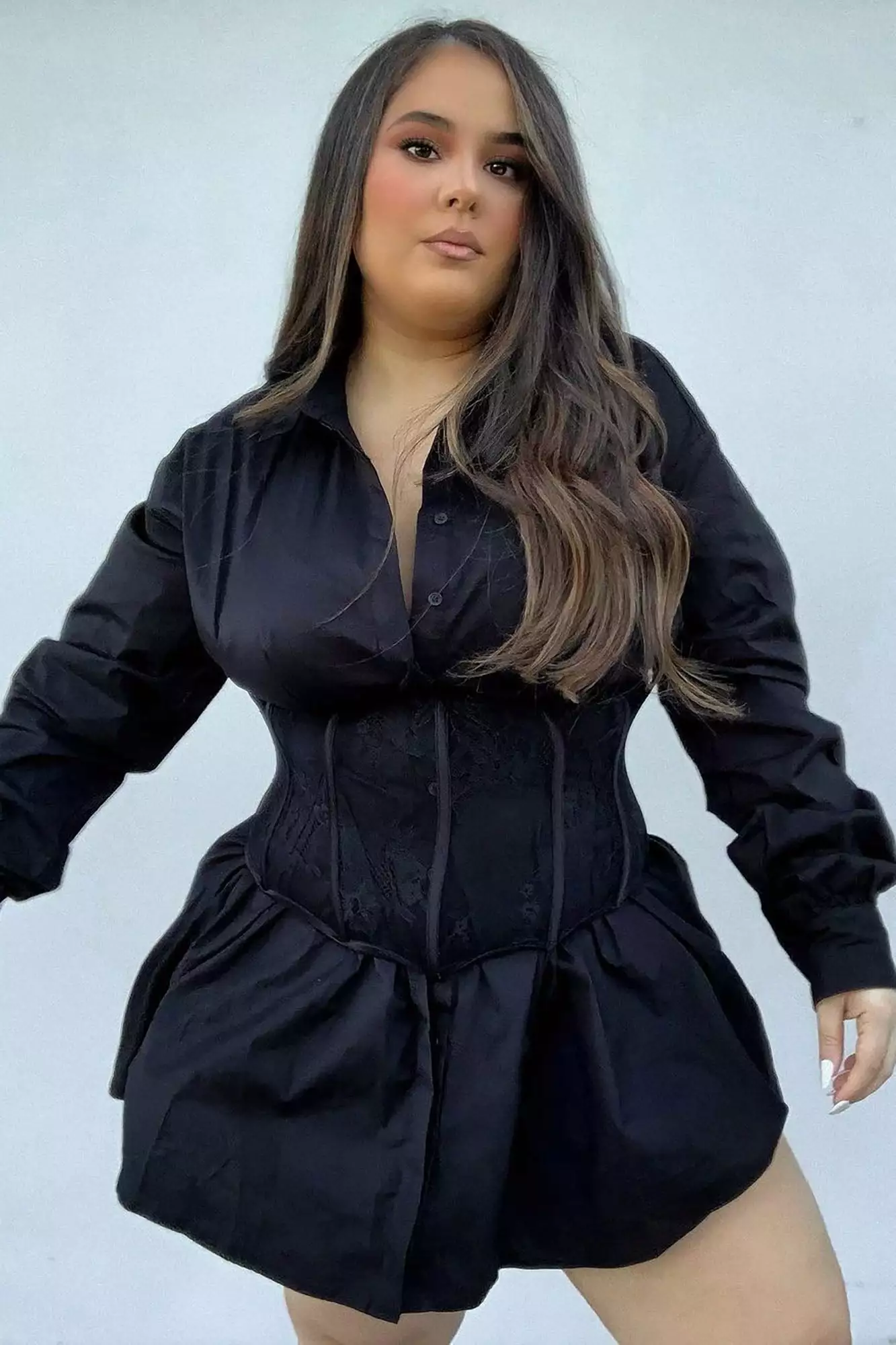 Fashion Nova Happy Hour Corset Shirt Dress - Black 8 Fashion Nova Happy Hour Corset Shirt Dress - Black - Image 6