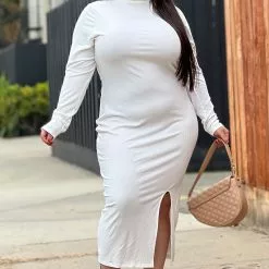 Fashion Nova Happy Hour Feels Midi Dress - White -Fashion Nova Dresses Shop HappyHourFeelsMidiDress White MER PLUS