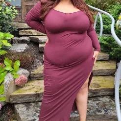 Fashion Nova Helena Ribbed Maxi Dress - Wine -Fashion Nova Dresses Shop HelenaRibbedMaxiDress Wine MER PLUS