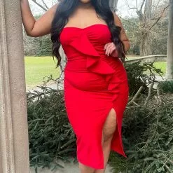 Fashion Nova Her First Kiss Midi Dress - Red -Fashion Nova Dresses Shop HerFirstKissMidiDress Red MER PLUS