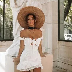 Fashion Nova Hold The Phone Eyelet Mini Dress - White -Fashion Nova Dresses Shop Hold The Phone Eyelet Mini Dress DM scaled