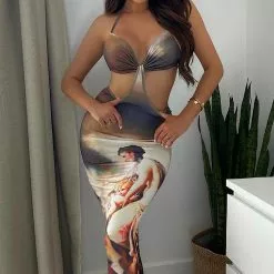 Fashion Nova How Angelic Maxi Dress - Brown/combo