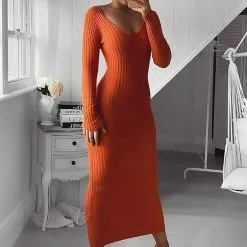 Fashion Nova Kallan Knit Dress - Orange -Fashion Nova Dresses Shop KallanKnitDress Orange MER