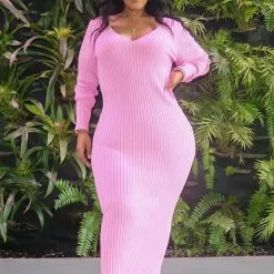 Fashion Nova Kallan Knit Dress - Pink -Fashion Nova Dresses Shop KallanKnitDress Pink 2 MER PLUS
