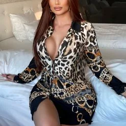 Fashion Nova Keep Me Tame Leopard Mini Dress - Leopard