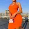 Fashion Nova Kelsea Ribbed Midi Dress - Orange
