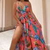 Fashion Nova Kenzie Halter Maxi Dress - Orange/combo -Fashion Nova Dresses Shop KenzieHalterMaxiDress Orange combo MER