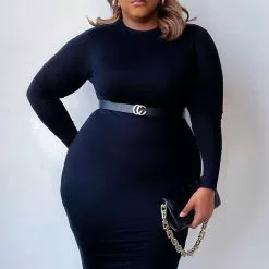 Fashion Nova Kora Midi Dress - Black -Fashion Nova Dresses Shop KoraMidiDress Black MER PLUS