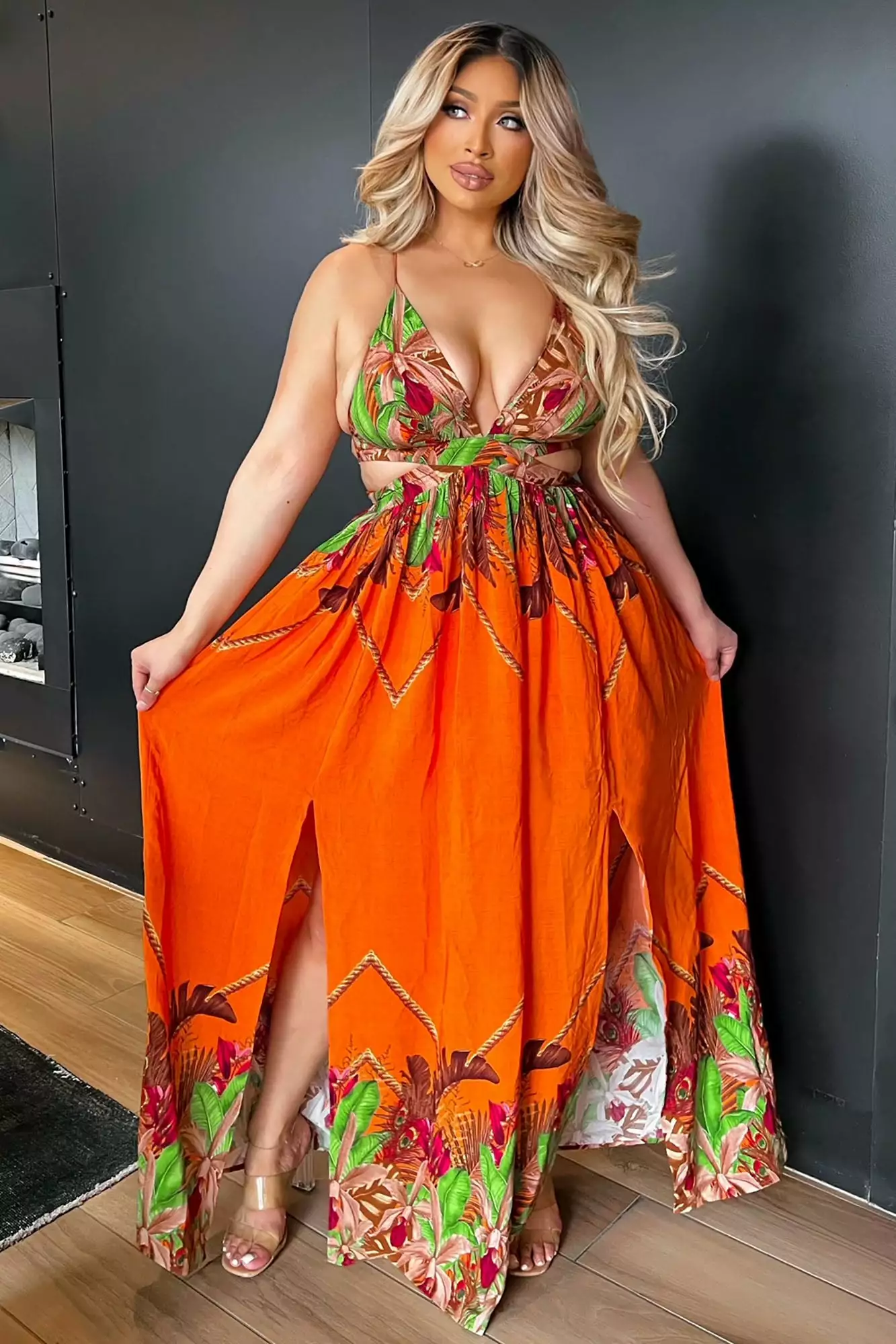 Fashion Nova Lanai Sleeveless Maxi Dress - Orange/combo 8 Fashion Nova Lanai Sleeveless Maxi Dress - Orange/combo - Image 6