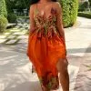 Fashion Nova Lanai Sleeveless Maxi Dress - Orange/combo -Fashion Nova Dresses Shop LanaiSleevelessMaxiDress Orangecombo MER
