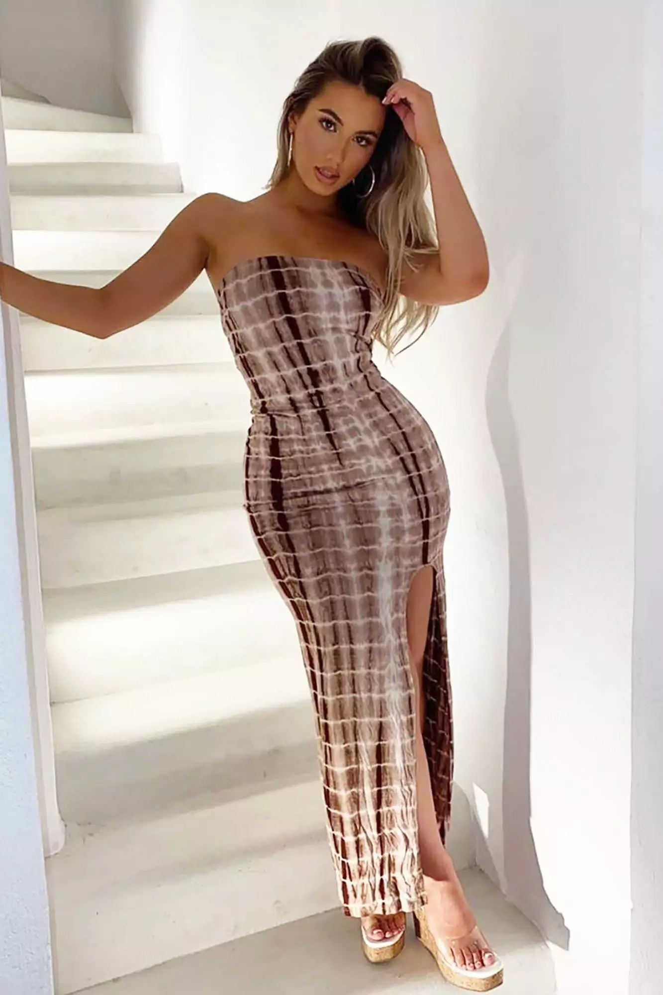 Fashion Nova Let Me Be Tie Dye Maxi Dress - Brown 3 Fashion Nova Let Me Be Tie Dye Maxi Dress - Brown