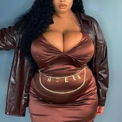 Fashion Nova Love You More Satin Mini Dress - Brown -Fashion Nova Dresses Shop LoveYouMoreSatinMiniDress Brown MER PLUS
