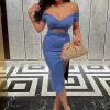 Fashion Nova Lucky Me Midi Dress - Blue -Fashion Nova Dresses Shop LuckyMeMidiDress Blue MER