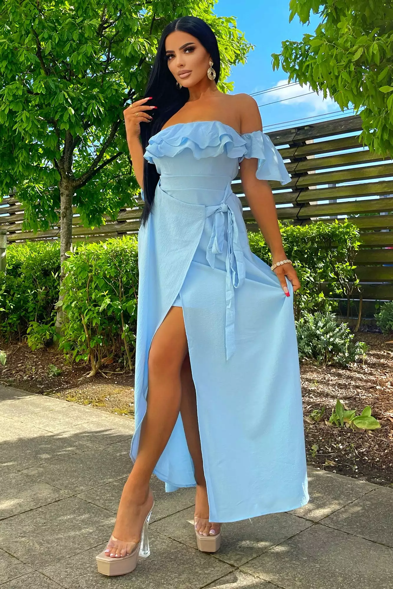 Fashion Nova Mara Off Shoulder Maxi Dress - Light Blue 3 Fashion Nova Mara Off Shoulder Maxi Dress - Light Blue